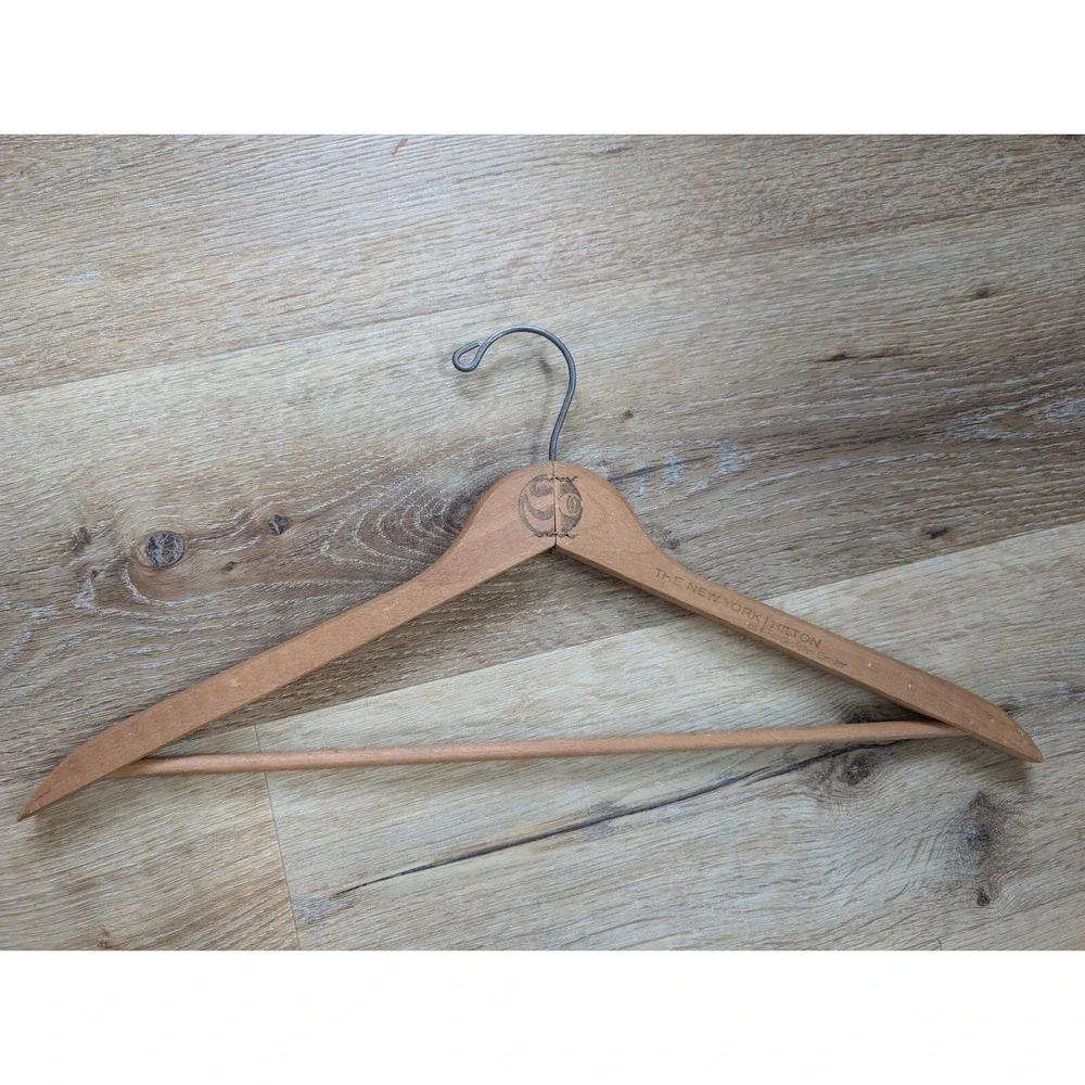 Vintage Wooden New York Hilton Rockefeller Center Advertising Hanger